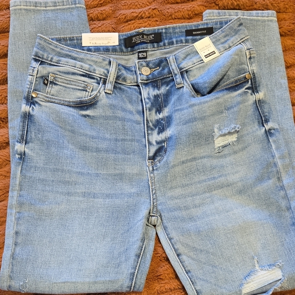 Judy Blue Skinny Fit Light Blue Distressed Jeans